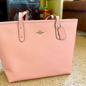 Coach pink tote zip bag